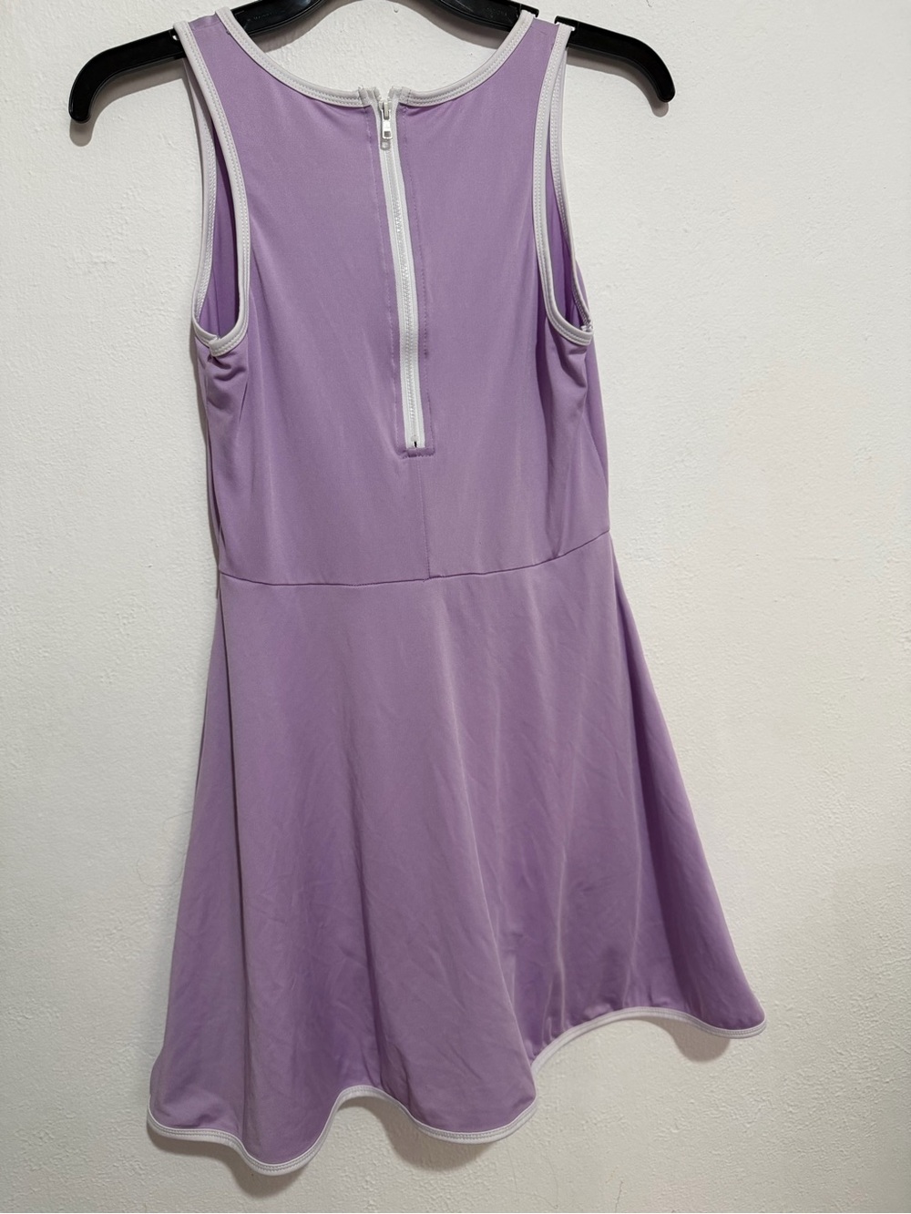 Lilac Sleeveless Zip-Back Skater Active Dress with White Trim